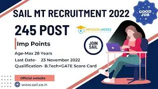 SAIL MT Recruitment 2022 || 245 Posts || PSU GATE Jobs
