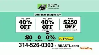 BOGO 40% off all windows and doors from Renewal by Andersen!