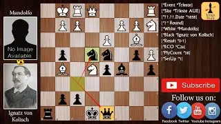 Mandolfo vs Kolisch (1858) | Everything sacrificed Queen,bishop,knight,pawn