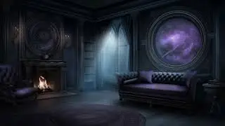 Enchanted Astral Chamber | Dark Gothic Room Ambience | Magic Window & Cosmic Night Background