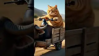 the orange cat helping the sick buffalo