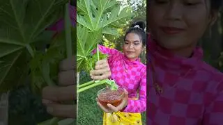Eating papaya tree with chili salt #eating #food #shorts #shortvideo