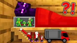 Mikey Family and JJ Family Survive Inside Enderman BED in Minecraft (Maizen)