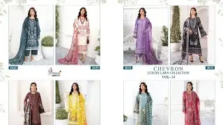 Chevron Luxury Lawn collection vol 14 by Shree Fab Pakistani Lawn patch work suits #patchwork #suits