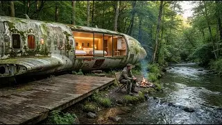 Building a house in an Abandoned Boeing 737  in the forest (Full ASMR Process)