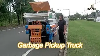 three wheeled new energy electric rear bucket waste collection truck