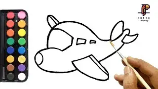 Cute Plane - Drawing & Coloring - FUNTU COLORING | Learn Drawing Object for Kids