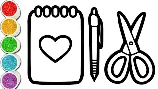 Cute Book 📕 Pen 🖊️ and Scissors ✂️ Drawing Painting and Colouring For Kids and Toddlers