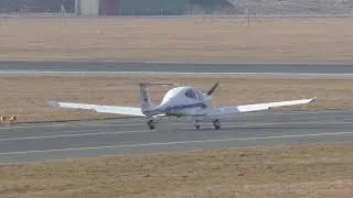 Austrian Aviation Training DA40 Diamond Star takeoff at Graz Airport | OE-DKK