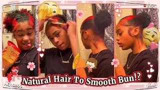 Slick Back Natural Hair Tutorial&nbsp;| Smooth Top Bun w/Red Skunk Stripes #ULAHAIR