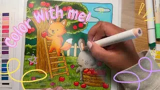 Color with me  Full length 49min video | Vivi Tinta Fuzzy Buddies coloring book 7 Ohuhu markers