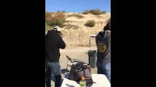 Reduced Ricochet TEAM NEVER QUIT ammo in use on pendulum target!!!