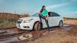 CAR STUCK || Christina got stuck in a muddy puddle with her boots on
