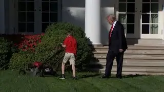 'Great job,' Trump tells 11-year-old boy mowing White House lawn