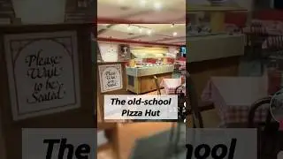 Old-school Pizza Hut with the red roof and dine-in booths#nostalgia #childhoodmemories