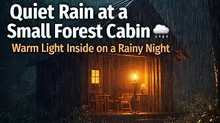 Quiet Rain at a Small Forest Cabin 🌧️ Warm Light Inside on a Rainy Night