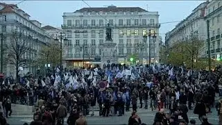 Police officers and security guards protest against wage cuts in Portugal