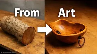 From Broken Pear Log to a Unique Wooden Bowl | Woodworking Transformation