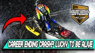 GETTING LANDED ON BY SNOWMOBILE // CAREER ENDING?? // SNOCROSS IN A BULLRING