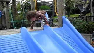 Violet Going Down the Slide (less than 100% gracefully)