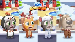Talking Tom Gold Run Smart Penguin Tom vs Reindeer Ginger vs Snowman Tom vs Gingerbread Ben Gameplay