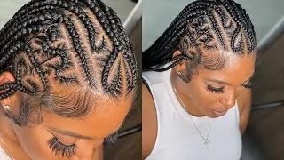 Fulani braids with Knotless braids at the back | Half stitch Fulani braids Half Knotless braids