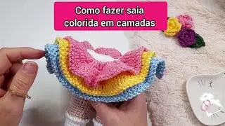 Amigurumi passo a passo _ Como fazer saia colorida em camadas
