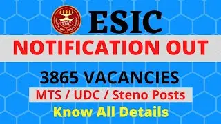ESIC UDC, MTS & Steno Vacancy 2022. ESIC UDC, MTS & Steno Recruitment 2022. | Jobs yorker |