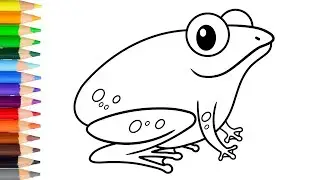 learn how to draw frog, painting and coloring frog drawing for kids and toddlers, ABCD rhymes song