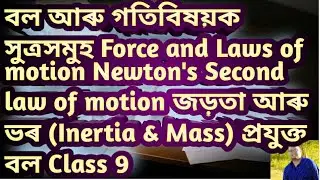 বল আৰু গতিবিষয়ক সুত্রForce and Newton's Second Law of motionজড়তা/ভৰ(Inertia/Mass)প্ৰযুক্ত বলClass9