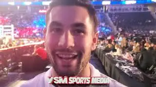 Charlie Sheehy reacts to Xander Zayas stopping Dan Karpency 