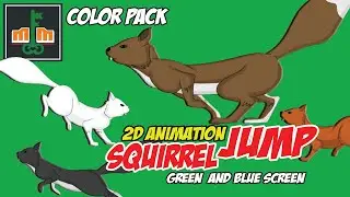 2D ANIMATION OF A SQUIRREL JUMPING COLOR PACK || GREEN AND BLUE SCREEN