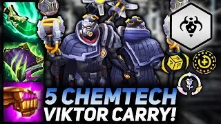 5 CHEMTECH VIKTOR CARRY WITH SOCIALITE BUFF ZAPS ALL ENEMIES!! | Teamfight Tactics Patch 11.22