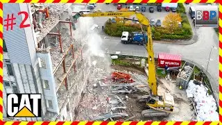CAT 365B Longfrontbagger rei&szlig;t Hochhaus ab, 2023. #2