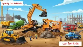 Excavator Stuck! Construction Car for Kids Rescue Mission