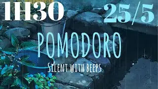 25/5 Pomodoro 1h30 | Rainy Summer Evening | Silent Timer With Beeps