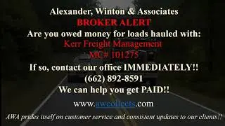 Broker Alert - Kerr Freight Management MC# 101275