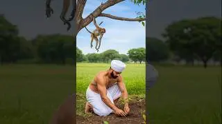 THE STORY OF FARMER AND MONKEY 🐒😭 #ai #cartoon #remix
