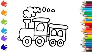How To Draw cute train Drawing, Painting & Coloring For Kids and Toddlers_ Child Art 🐋🌈🎨