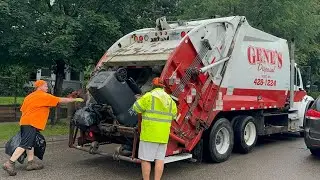 Gene’s Disposal Freightliner McNeilus Rear Loader Garbage Truck Packing Heavy St Paul Trash