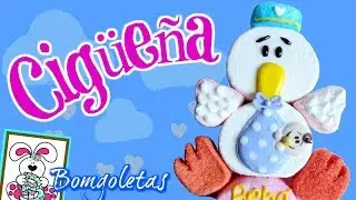 Cigüeña de Bombón para Baby Shower- Bomgoletas