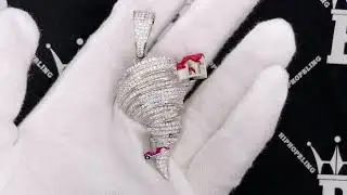 .925 Sterling Silver Hurricane CZ Iced Out Pendant | Hip Hop Bling