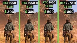 RTX 5060 vs RTX 5060 TI vs RTX 5070 vs RTX 5070 TI  | Ryzen 7 9800X3D | Test in 22 Games
