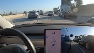Tesla Autopilot V10 Moves Over When Passing Large Trucks