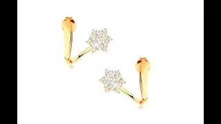Schmuck - 585 Goldohrstecker - gl&auml;nzende gewellte Schleife mit glitzerndem Stern
