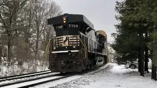 Trains Pass On Steep Hill, Perfect Timing!  Train Goes Under Me Locomotive Backwards!  Foreign Power