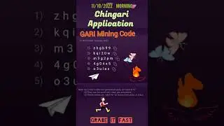 Chingari Application GARI Mining Codes (11 Oct Morning 🌅 #chingariapp #garicoin #gariminingcodes