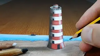 3D Trick Art on Paper   Lighthouse   Optical Illusion