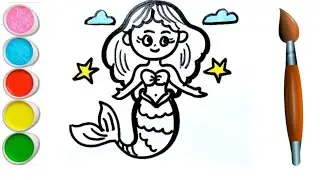 Mermaid Drawing for beginners | How to draw mermaid | Coloring & Painting | Toddlers #mermaid |