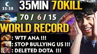 WORLD RECORD!!! 70 Kill - 35 Mins OG.ANA Destroy PUB Game DOTA 2